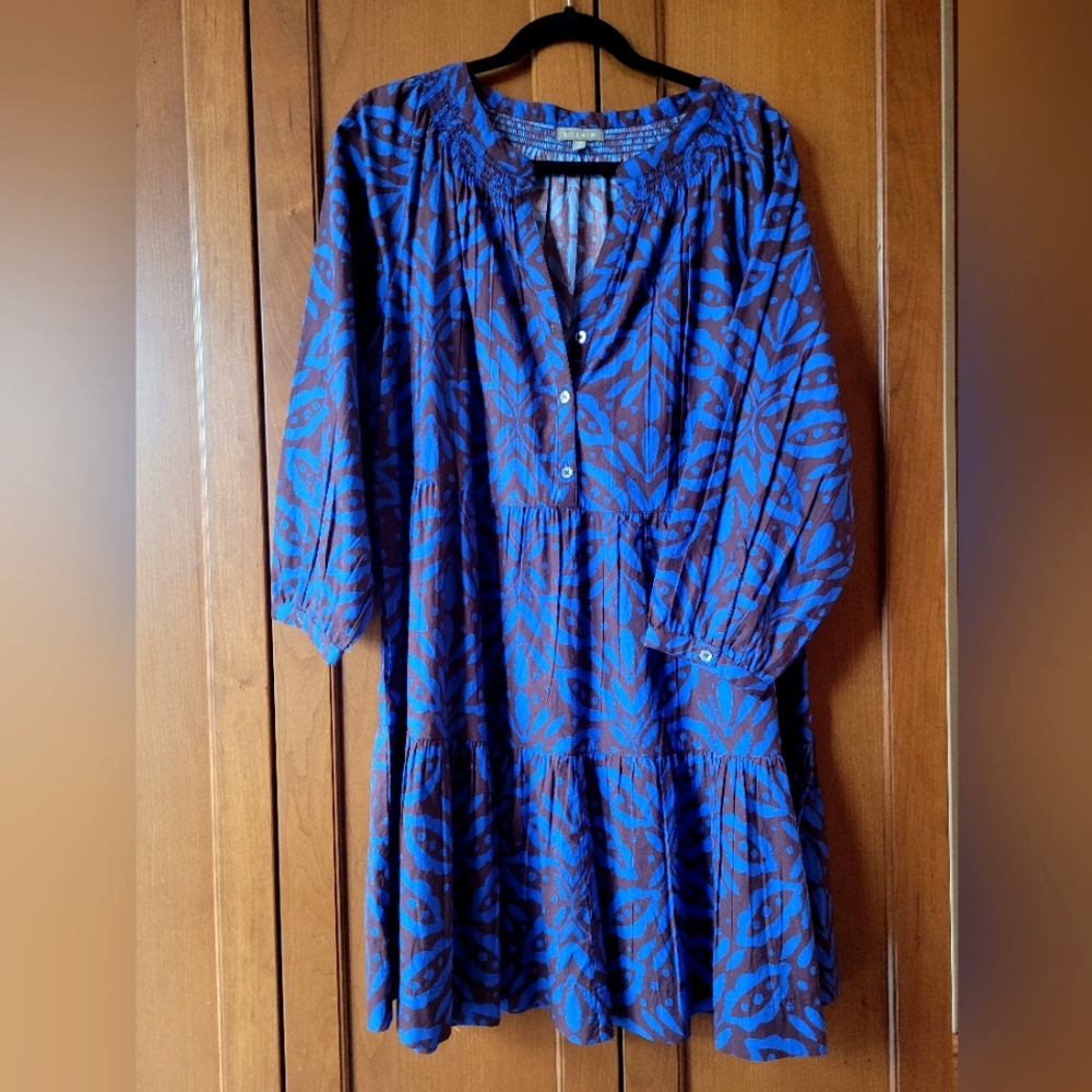 Lilla P Tiered V Neck Fun Pattern Women's Dress
